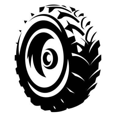 Tarım makinelerinde güç ve dayanıklılık gösteren karmaşık desenlere sahip koyu siyah ve beyaz bir traktör tasarımı..