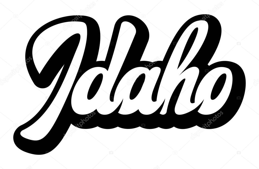 Stylish cursive Idaho logo design in black and white.