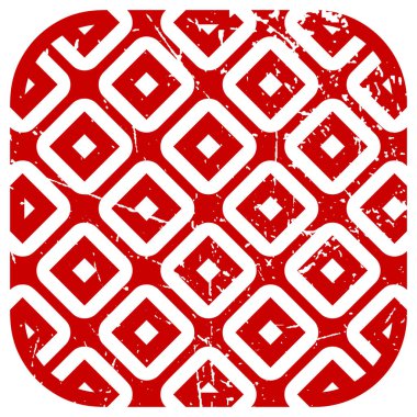 Pırlanta şekilli, yuvarlak köşeli, sıkıntılı vintage desenli kırmızı geometrik dekoratif tasarım..