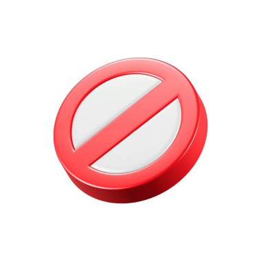 Beyaz arka planda 3 boyutlu kırmızı yasaklama işareti var. Girdi sembolü yok