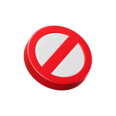 Beyaz arka planda 3 boyutlu kırmızı yasaklama işareti var. Girdi sembolü yok