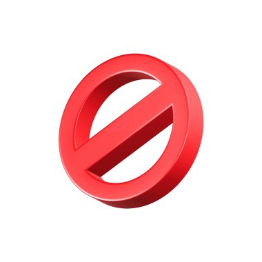 Kırmızı yasaklama işareti 3d, dur sembolü