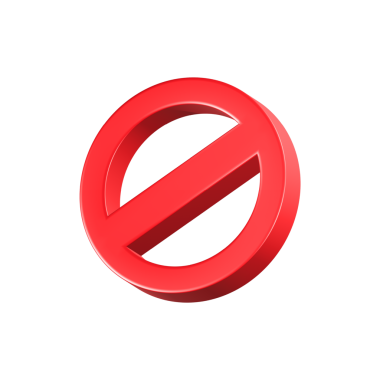 Kırmızı yasaklama işareti 3d simgesi, dur sembolü yasak işareti