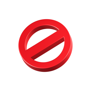 Kırmızı yasaklama işareti 3d simgesi, dur sembolü yasak işareti