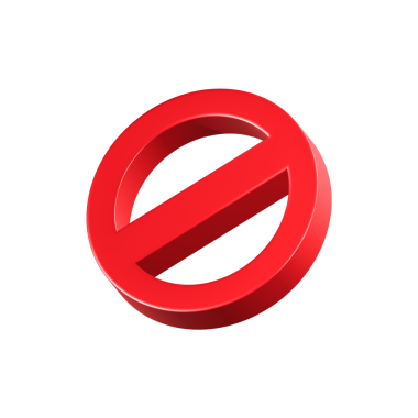 Kırmızı yasaklama işareti 3d simgesi, dur sembolü yasak işareti