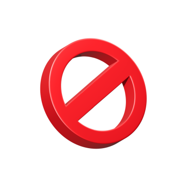 Kırmızı yasaklama işareti 3d simgesi, dur sembolü yasak işareti