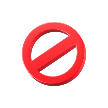 Kırmızı yasaklama işareti 3d simgesi, dur sembolü yasak işareti