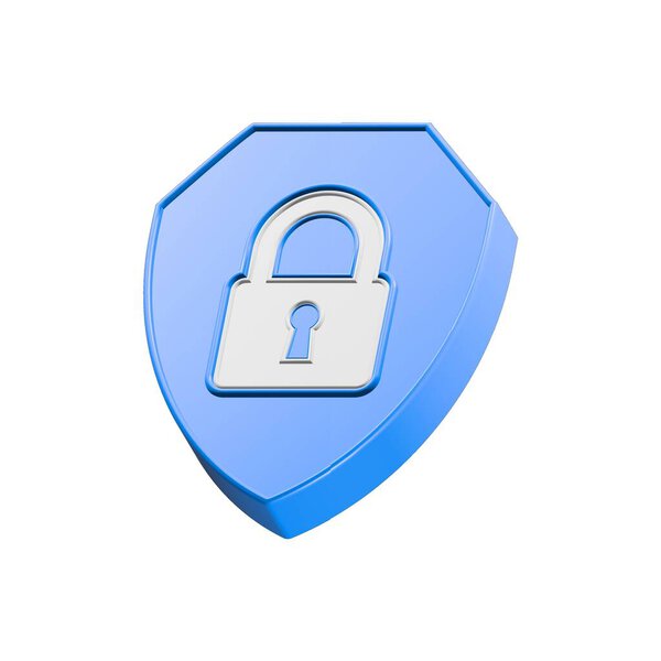 shield icon, 3d render safe lock security. Concept of privacy, good password, secure data protection, computer or phone access security, verification
