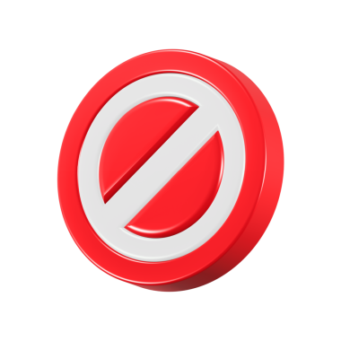 Beyaz arkaplanda düğme yok, kırmızı renkte 3d renkte dur işareti