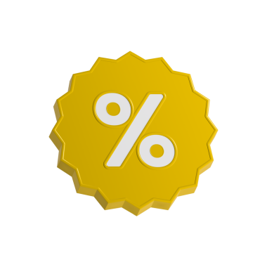 Beyaz arkaplandaki yüzde indirim işareti 3D alışveriş etiketi yüzdesi