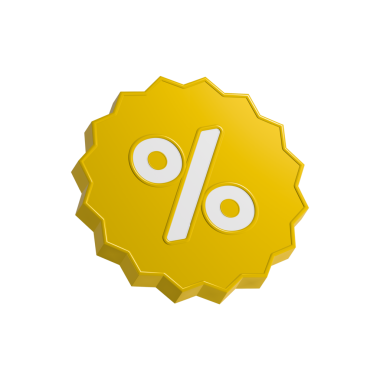 Beyaz arkaplandaki yüzde indirim işareti 3D alışveriş etiketi yüzdesi