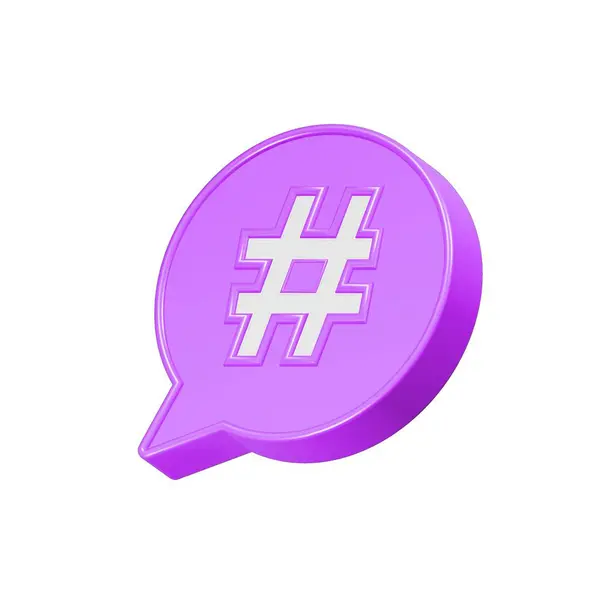 Sosyal medya bildirim simgesinde 3B hashtag arama linki sembolü