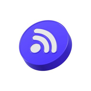 3D rss simge mavi renk. Sitenin içeriğini güncellemek ve haberleri okumak için rss sembolü oluştur.