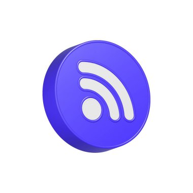3D rss simge mavi renk. Sitenin içeriğini güncellemek ve haberleri okumak için rss sembolü oluştur.