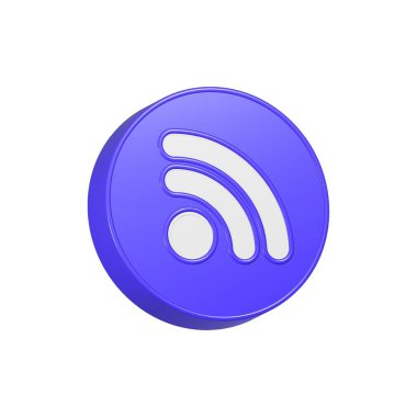 3D rss simge mavi renk. Sitenin içeriğini güncellemek ve haberleri okumak için rss sembolü oluştur.