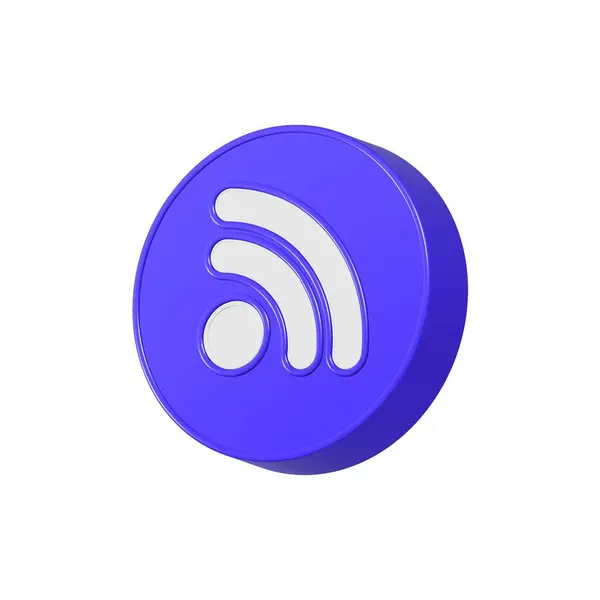 3D rss simge mavi renk. Sitenin içeriğini güncellemek ve haberleri okumak için rss sembolü oluştur.
