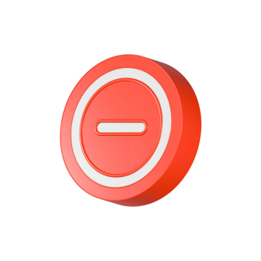 3D ret ikonu. İşareti iptal et ya da sil. Yasak eksi simgesi