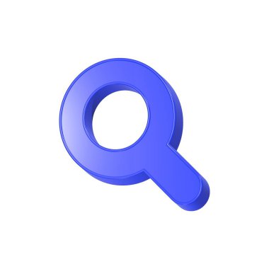 Büyüteç. Keşif, araştırma, araştırma, analiz konsepti. 3d simge sembolü