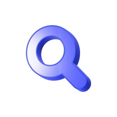 Büyüteç. Keşif, araştırma, araştırma, analiz konsepti. 3d simge sembolü