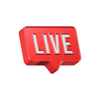 3D canlı yayın simgesi. Yayın, canlı yayın veya çevrimiçi yayın. Sosyal medya konsepti. Televizyon şablonu, online kanal, canlı flaş haber
