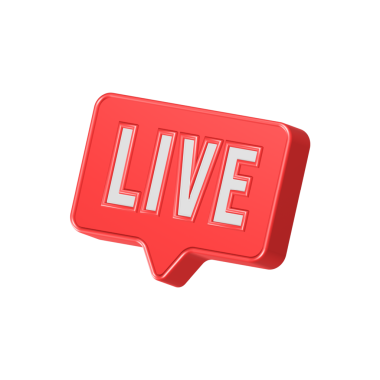 3D canlı yayın simgesi. Yayın, canlı yayın veya çevrimiçi yayın. Sosyal medya konsepti. Televizyon şablonu, online kanal, canlı flaş haber