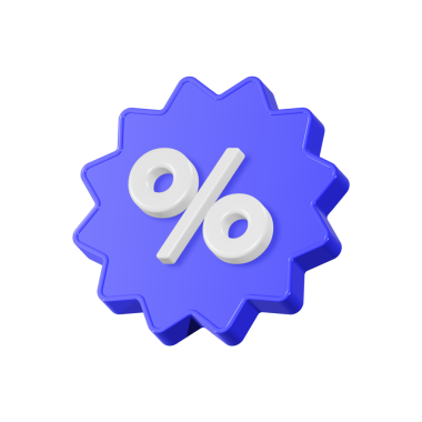 Yüzde ile etiketlendi, 3D indirim sembolü. Uygulama simgesi