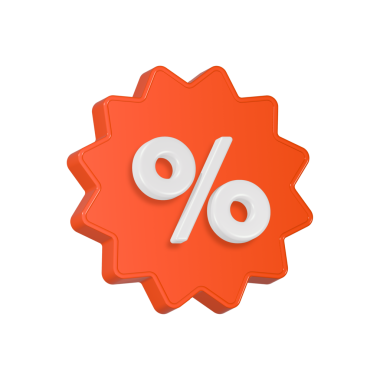 Yüzde ile etiketlendi, 3D indirim sembolü. Uygulama simgesi