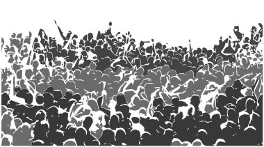 Konserde dinamik, tezahürat yapan kalabalığın tasviri.