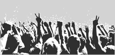 Konserde dinamik, tezahürat yapan kalabalığın tasviri.