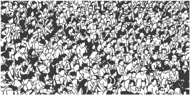 Oturan izleyicilerin biçimlendirilmiş vektör çizimi