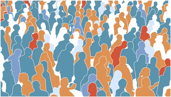 Векторная Иллюстрация Большой Толпы Людей Векторная Графика