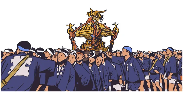 Иллюстрация Японского Фестивального Шествия Цвете Лицензионные Стоковые Векторы
