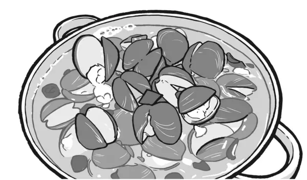 Иллюстрация Корейского Моллюска Черно Белом Цвете Лицензионные Стоковые Иллюстрации