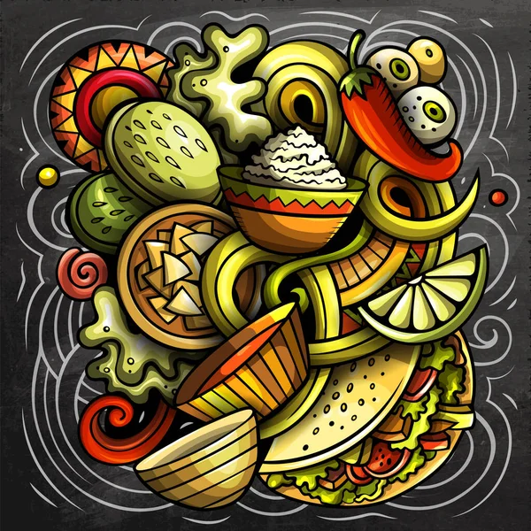 Mexikanische Lebensmittel Handgezeichnete Raster Doodles Illustration Cuisine Plakatgestaltung Mexica Menüelemente — Stockfoto