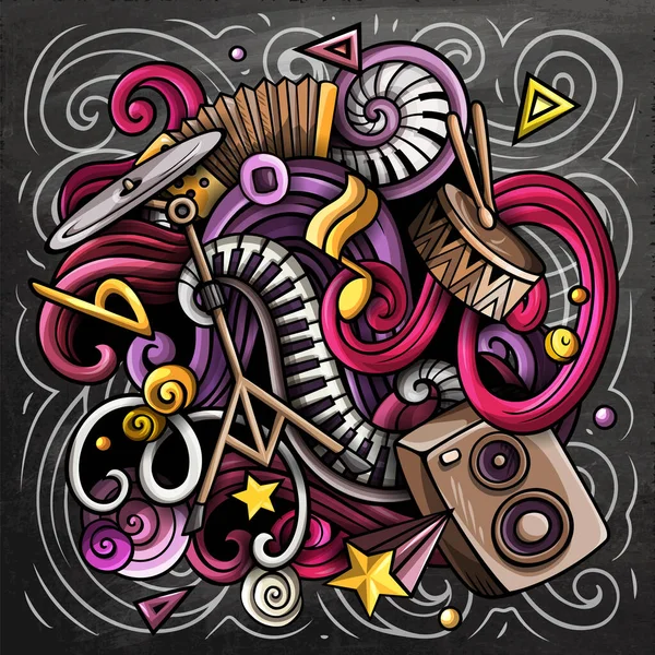 Música Quadro Quadro Raster Doodles Ilustração Design Cartaz Musical Elementos — Fotografia de Stock