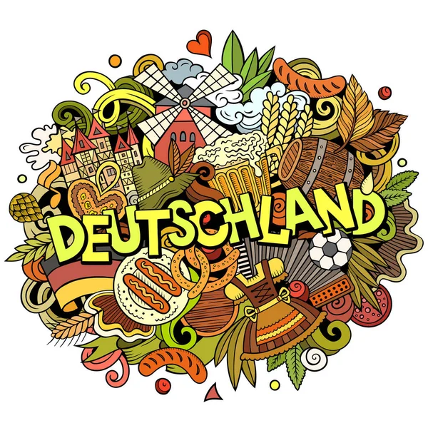 Germania Deutschland Cartoon Doodles Illustrazione Divertente Design Viaggio Arte Creativa — Foto Stock