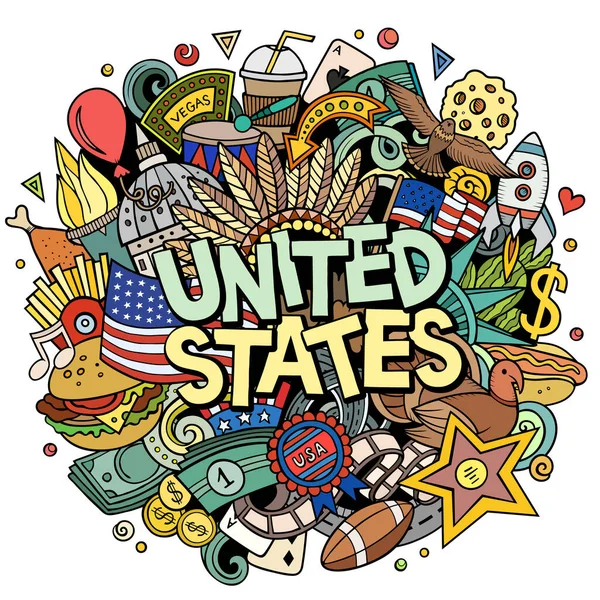 United States Cartoon Doodle Illustration Funny American Design Creative Art — Stock Photo, Image