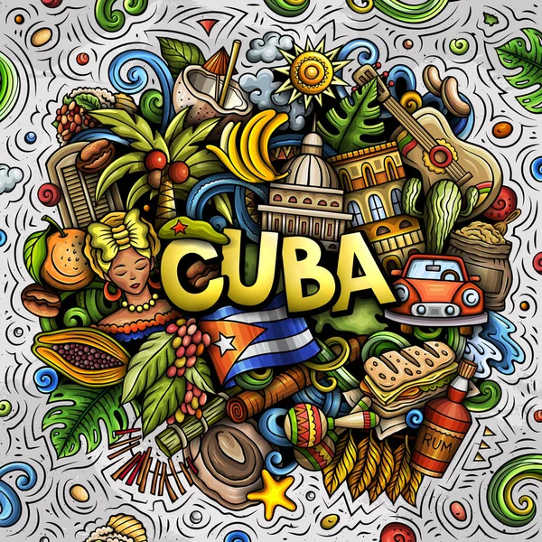 Küba Karikatür Çizimi Komik Tasarım Yaratıcı Raster Arka Planı Küba — Stok fotoğraf