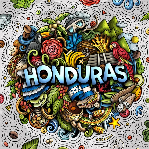 Honduras Cartoon Doodle Illustration Funny Design Creative Raster Background Handwritten — Stock Photo, Image