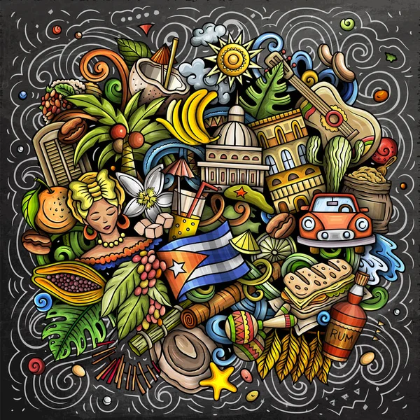 Küba Karikatür Çizimi Komik Küba Tasarımı Kuzey Amerika Nın Ülke — Stok fotoğraf