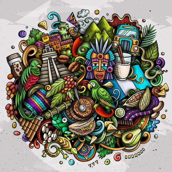 Карикатура Гватемали Малюнок Каракулів Дивний Дизайн Творчий Растровий Фон Елементами — стокове фото
