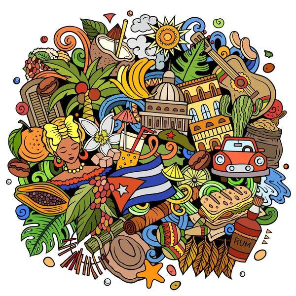 Küba Karikatür Çizimi Komik Küba Tasarımı Kuzey Amerika Nın Ülke — Stok fotoğraf
