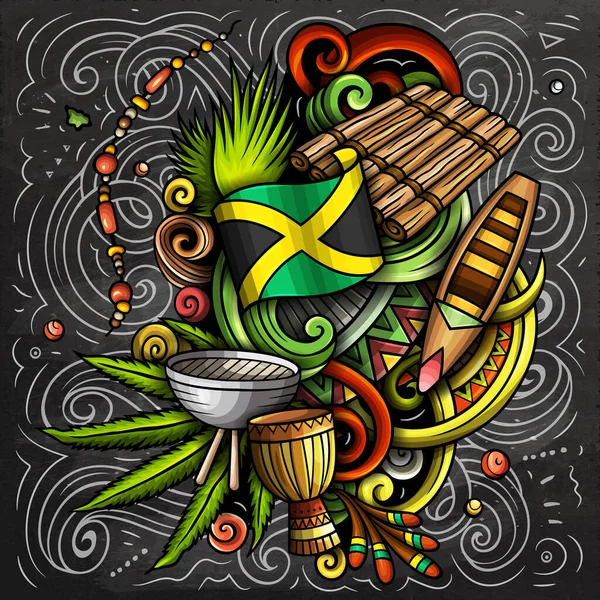 Jamaicanska Tecknad Klotter Illustration Rolig Kubansk Design Kreativ Bakgrund Med — Stockfoto