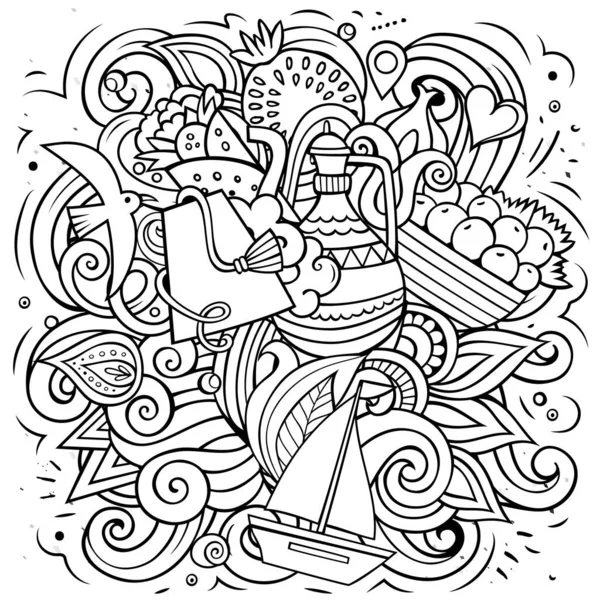 Illustration Gribouillis Vectoriel Dessin Animé Turquie Composition Détaillée Sommaire Avec — Image vectorielle