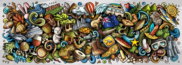 Ilustrace Austrálie Téma Čmáranice Pulzující Poutavý Banner Design Zachycující Podstatu — Stock fotografie