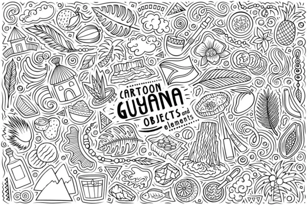 ガイアナの伝統的なシンボル アイテム オブジェクトの漫画のドアセット — ストック写真