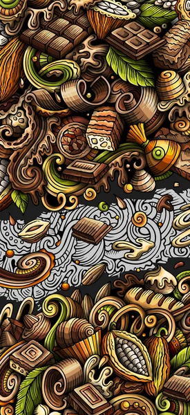 Banner Garabatos Chocolate Folleto Detallado Dibujos Animados Ilustración Con Objetos — Foto de Stock