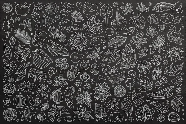 stock image  hand drawn doodle cartoon set of Summer nature theme items, objects and symbols