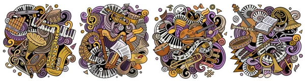 Κλασική Μουσική Κινούμενα Σχέδια Doodle Σετ Πολύχρωμες Λεπτομερείς Συνθέσεις Πολλά — Φωτογραφία Αρχείου