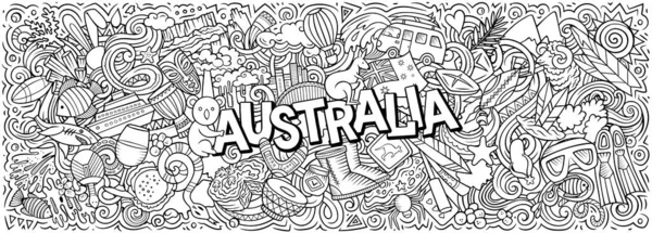 Ілюстрації Австралійської Тематики Каракулів Ручний Малюнок Дизайн Прапора Захоплює Сутність — стокове фото